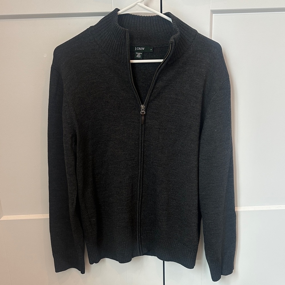 J. Crew Men's Charcoal Zip-Up Sweater